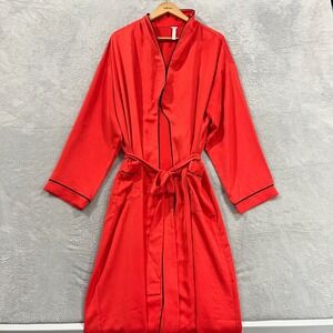 Fabletics Robe Women's L Pockets Sash Hollywood Loungewear‎ Coral Red Long